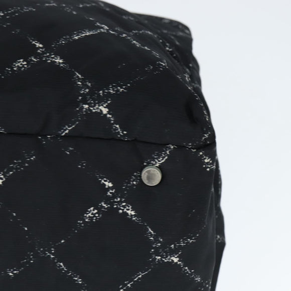 CHANEL Travel Line Boston Bag Nylon Black Silver CC Auth bs30483