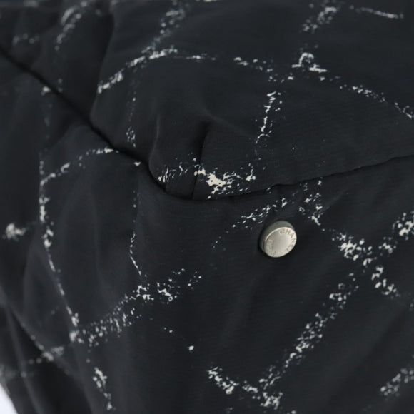 CHANEL Travel Line Boston Bag Nylon Black Silver CC Auth bs30483