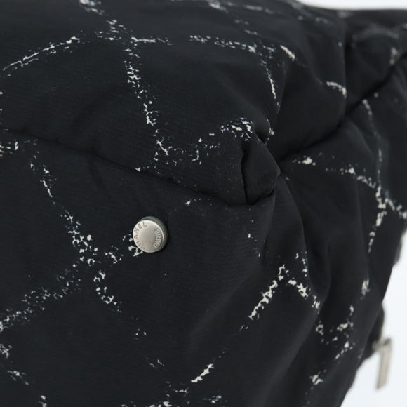 CHANEL Travel Line Boston Bag Nylon Black Silver CC Auth bs30483