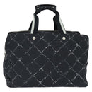 CHANEL Travel Line Boston Bag Nylon Black Silver CC Auth bs30483-2