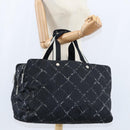 CHANEL Travel Line Boston Bag Nylon Black Silver CC Auth bs30483-26
