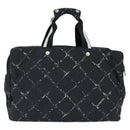CHANEL Travel Line Boston Bag Nylon Black Silver CC Auth bs30483-3