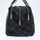 CHANEL Travel Line Boston Bag Nylon Black Silver CC Auth bs30483-4