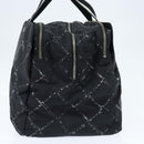 CHANEL Travel Line Boston Bag Nylon Black Silver CC Auth bs30483-5