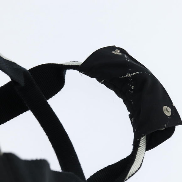 CHANEL Travel Line Boston Bag Nylon Black Silver CC Auth bs30483