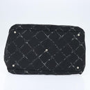 CHANEL Travel Line Boston Bag Nylon Black Silver CC Auth bs30483-9