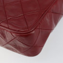 CHANEL Matelasse Fringe Chain Shoulder Bag Lamb Skin Red Gold CC Auth bs30487-10