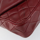 CHANEL Matelasse Fringe Chain Shoulder Bag Lamb Skin Red Gold CC Auth bs30487-11