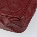 CHANEL Matelasse Fringe Chain Shoulder Bag Lamb Skin Red Gold CC Auth bs30487-12