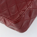 CHANEL Matelasse Fringe Chain Shoulder Bag Lamb Skin Red Gold CC Auth bs30487-13