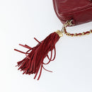 CHANEL Matelasse Fringe Chain Shoulder Bag Lamb Skin Red Gold CC Auth bs30487-14