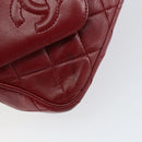 CHANEL Matelasse Fringe Chain Shoulder Bag Lamb Skin Red Gold CC Auth bs30487-15