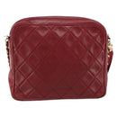 CHANEL Matelasse Fringe Chain Shoulder Bag Lamb Skin Red Gold CC Auth bs30487-3