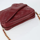 CHANEL Matelasse Fringe Chain Shoulder Bag Lamb Skin Red Gold CC Auth bs30487-6