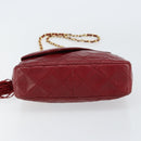 CHANEL Matelasse Fringe Chain Shoulder Bag Lamb Skin Red Gold CC Auth bs30487-9