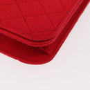 CHANEL Matelasse Chain Shoulder Bag Cotton Red Gold CC Auth bs30488-14