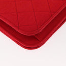 CHANEL Matelasse Chain Shoulder Bag Cotton Red Gold CC Auth bs30488-16