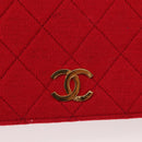 CHANEL Matelasse Chain Shoulder Bag Cotton Red Gold CC Auth bs30488-18