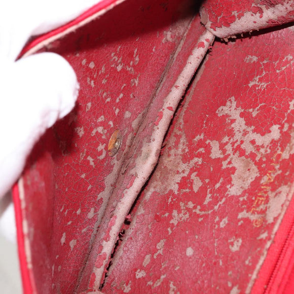 CHANEL Matelasse Chain Shoulder Bag Cotton Red Gold CC Auth bs30488