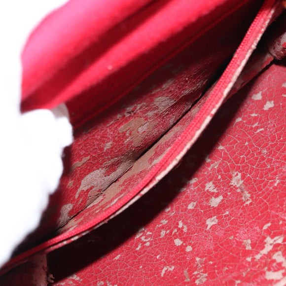 CHANEL Matelasse Chain Shoulder Bag Cotton Red Gold CC Auth bs30488