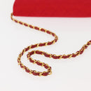 CHANEL Matelasse Chain Shoulder Bag Cotton Red Gold CC Auth bs30488-7