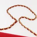 CHANEL Matelasse Chain Shoulder Bag Cotton Red Gold CC Auth bs30488-8