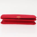 CHANEL Matelasse Chain Shoulder Bag Cotton Red Gold CC Auth bs30488-5