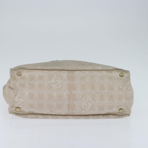 CHANEL New Travel Line Tote Bag Nylon Beige Gold CC Auth bs30490