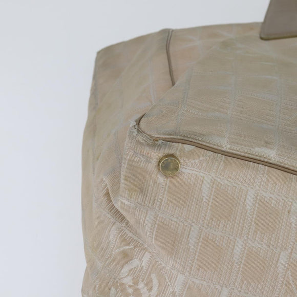 CHANEL New Travel Line Tote Bag Nylon Beige Gold CC Auth bs30490