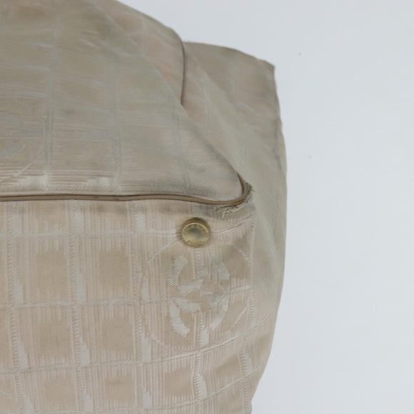 CHANEL New Travel Line Tote Bag Nylon Beige Gold CC Auth bs30490