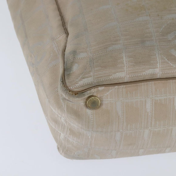 CHANEL New Travel Line Tote Bag Nylon Beige Gold CC Auth bs30490