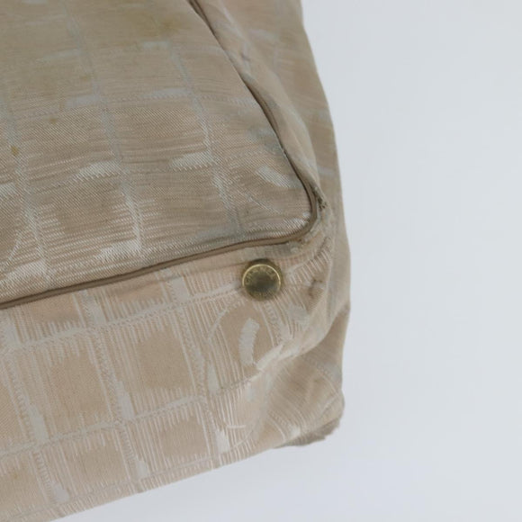 CHANEL New Travel Line Tote Bag Nylon Beige Gold CC Auth bs30490