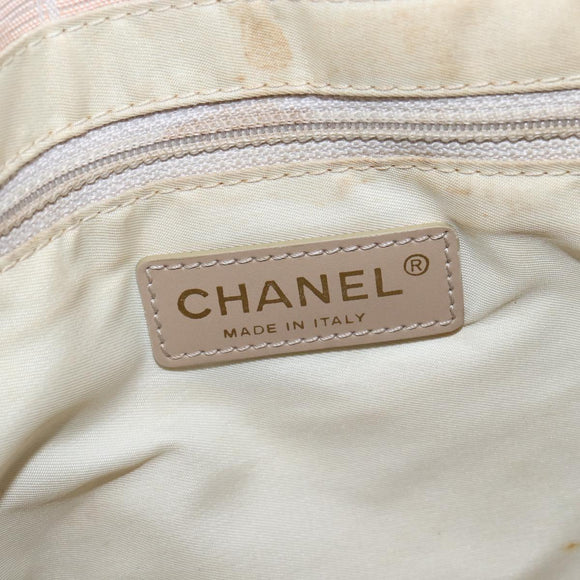 CHANEL New Travel Line Tote Bag Nylon Beige Goud CC Auth bs30490