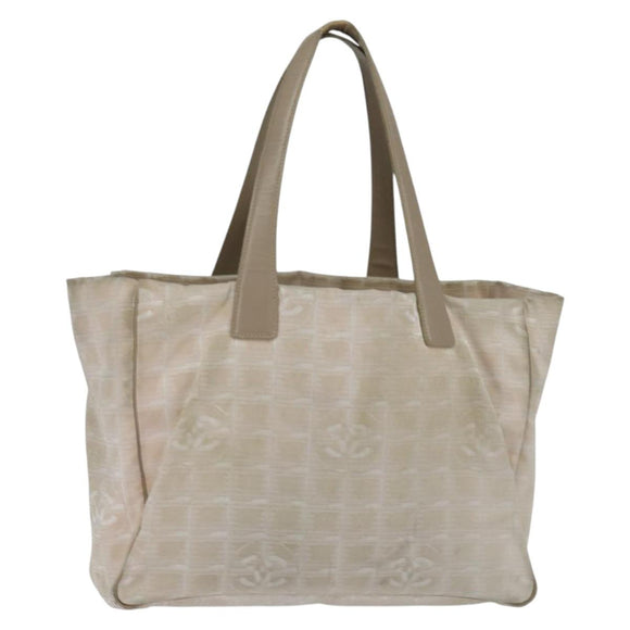 CHANEL New Travel Line Tote Bag Nylon Beige Goud CC Auth bs30490