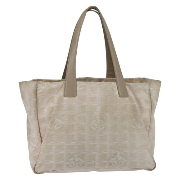 CHANEL New Travel Line Tote Bag Nylon Beige Goud CC Auth bs30490