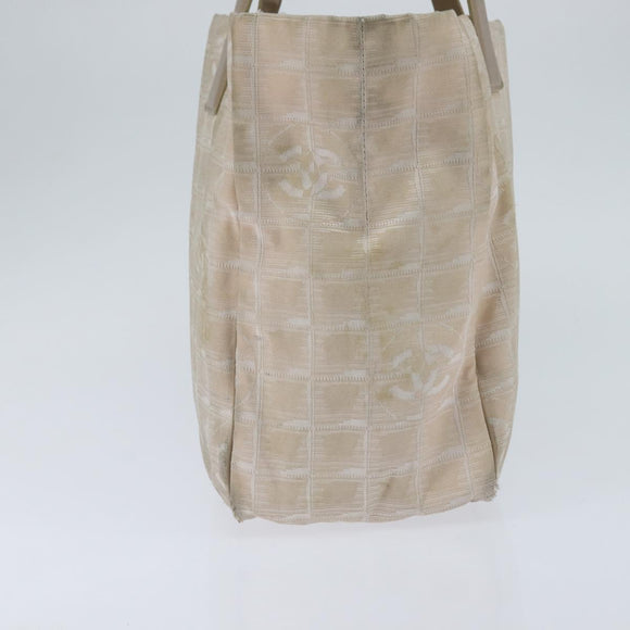 CHANEL New Travel Line Tote Bag Nylon Beige Goud CC Auth bs30490
