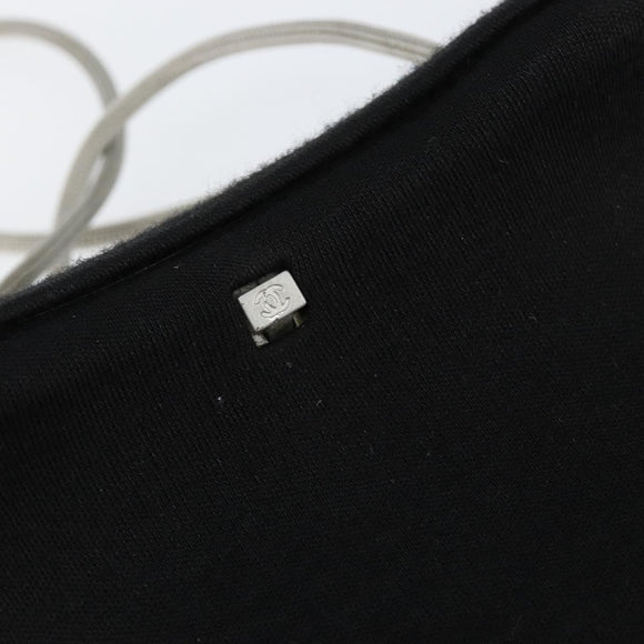 CHANEL Hip bag Shoulder Bag Cotton Black CC Auth bs30491