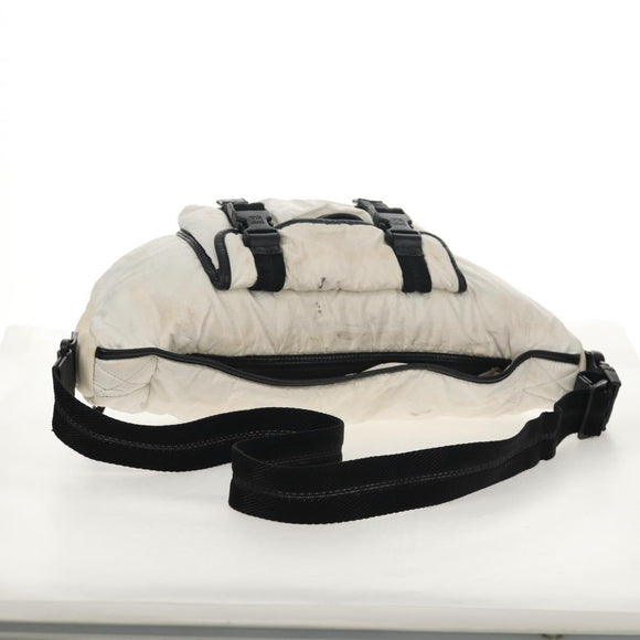 CHANEL Sports Line Shoulder Bag Nylon White Silver CC Auth bs30493