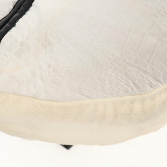 CHANEL Sports Line Shoulder Bag Nylon White Silver CC Auth bs30493