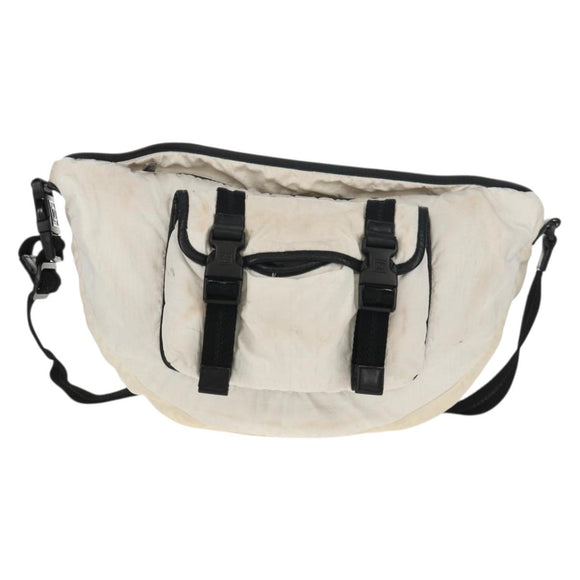 CHANEL Sports Line Shoulder Bag Nylon White Silver CC Auth bs30493