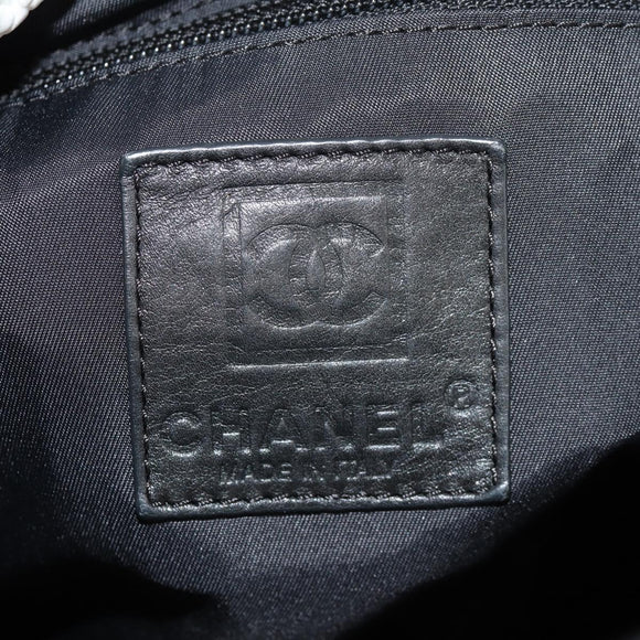 CHANEL Sports Line Shoulder Bag Nylon White Silver CC Auth bs30493