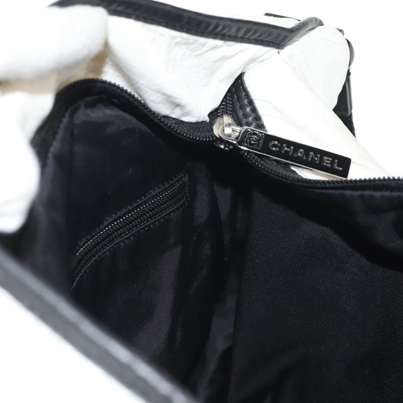 CHANEL Sports Line Shoulder Bag Nylon White Silver CC Auth bs30493