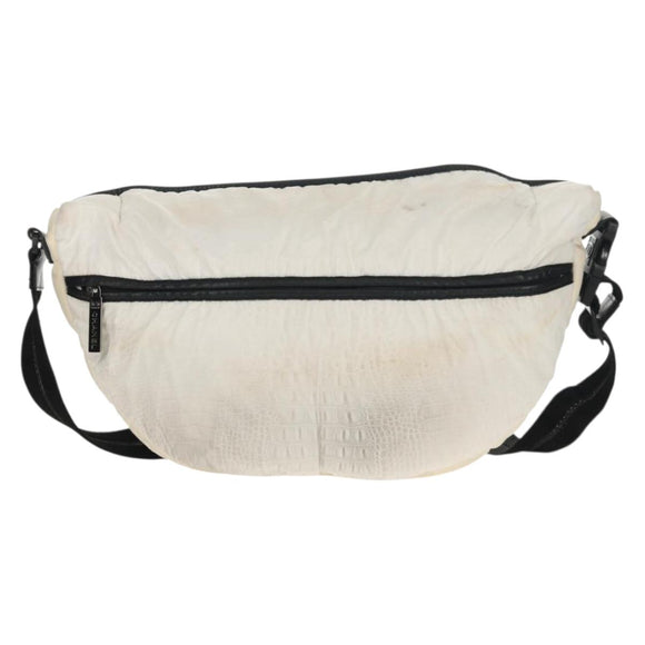 CHANEL Sports Line Shoulder Bag Nylon White Silver CC Auth bs30493