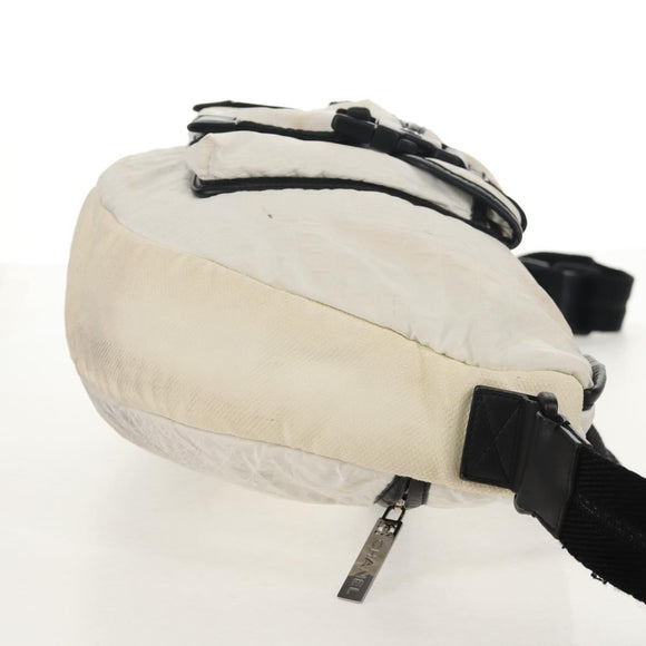 CHANEL Sports Line Shoulder Bag Nylon White Silver CC Auth bs30493