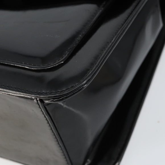 CHANEL Flap Chain Shoulder Bag Patent leather Black Silver CC Auth bs30494