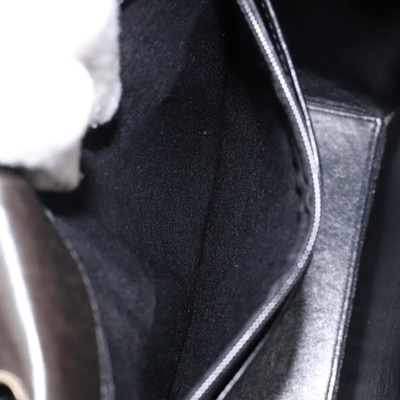 CHANEL Flap Chain Shoulder Bag Patent leather Black Silver CC Auth bs30494