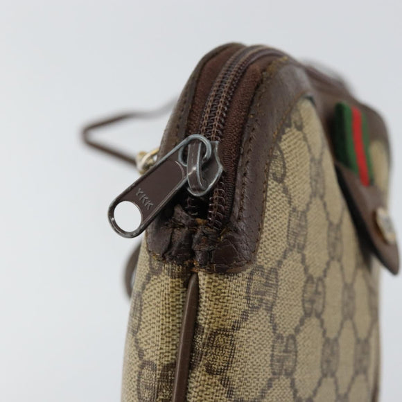 GUCCI GG Supreme Web Sherry Line Bag PVC Beige Gold 904 02 047 Auth bs30496