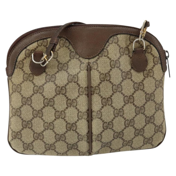 GUCCI GG Supreme Web Sherry Line Bag PVC Beige Gold 904 02 047 Auth bs30496