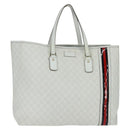 GUCCI GG Supreme Sherry Line Tote Bag PVC Leather Red White Navy Auth bs30498-1