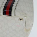 GUCCI GG Supreme Sherry Line Tote Bag PVC Leather Red White Navy Auth bs30498-14